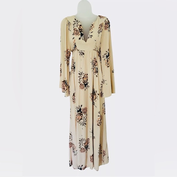 Free People Women's Floral Wild Laurel Maxi Dress Size M Boho Chic-flaw on slip - Picture 3 of 8